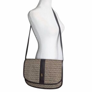 Vintage Mark Cross Signature Print Leather Brown Flap Shoulder Crossbody Bag